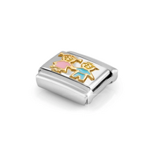 Load image into Gallery viewer, COMPOSABLE CLASSIC LINK 030272/92 BROTHER & SISTER IN 18K GOLD WITH ENAMEL