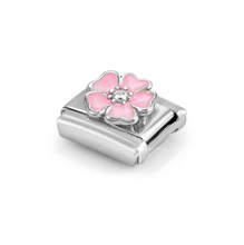 Load image into Gallery viewer, COMPOSABLE CLASSIC LINK 330321/14 PINK FLOWER ENAMEL IN 925 SILVER & CZ