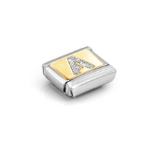 Load image into Gallery viewer, COMPOSABLE CLASSIC LINK 030291/01 SILVER LETTER A IN 18K GOLD & GLITTER ENAMEL