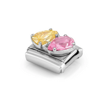 Load image into Gallery viewer, COMPOSABLE CLASSIC LINK 330329/17 YELLOW & PINK CZ TEARDROPS IN SILVER