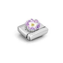Load image into Gallery viewer, COMPOSABLE CLASSIC LINK 330321/03 ENAMEL PURPLE FLOWER IN 925 SILVER