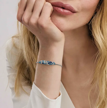 Load image into Gallery viewer, MOSAICA BRACELET 241603/010 SILVER, WHITE & BLUE CZ CLUSTER