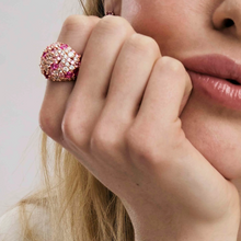 Load image into Gallery viewer, MOSAICA WIDE RING 241601/011 ROSE GOLD WITH PINK & WHITE CZ