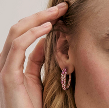 Load image into Gallery viewer, MOSAICA EARRINGS 241607/011 ROSE GOLD & PINK CZ OVAL HOOP