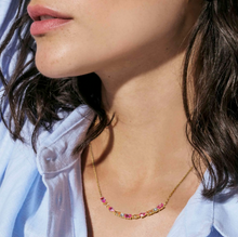 Load image into Gallery viewer, COLOUR WAVE LARGE NECKLACE 149858/024 GOLD PINK CHAMPAGNE CZ