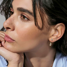 Load image into Gallery viewer, COLOUR WAVE AURORA EARRINGS 149860/021 GOLD PINK CZ