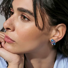 Load image into Gallery viewer, COLOUR WAVE EARRINGS 149861/061 STERLING SILVER BLUE & LAVENDER SQUARE CZ
