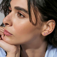 Load image into Gallery viewer, COLOUR WAVE EAR STUDS 149864/024 GOLD PINK CHAMPAGNE CZ