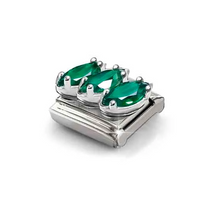 Load image into Gallery viewer, COMPOSABLE CLASSIC LINK 330329/23 GREEN TRILOGY CZ IN SILVER