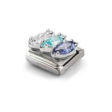Load image into Gallery viewer, COMPOSABLE CLASSIC LINK 330329/19 WHITE & BLUE TRILOGY CZ IN SILVER