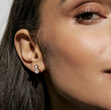 Load image into Gallery viewer, PEARLS LOOP EARRINGS 242903/007 PEARL STAR STUDS IN SILVER