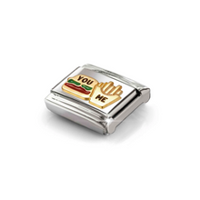 Load image into Gallery viewer, COMPOSABLE CLASSIC LINK 030285/89 BURGER & FRIES IN 18K GOLD & ENAMEL