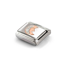 Load image into Gallery viewer, COMPOSABLE CLASSIC LINK 430205/05 SILVER GLITTER MOON IN 9K ROSE GOLD