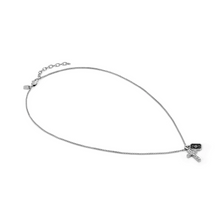 Load image into Gallery viewer, BOLD STEEL NECKLACE 133213/007 CROSS WITH CZ & BLACK ENAMEL