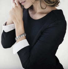 Load image into Gallery viewer, COMPOSABLE CLASSIC LINK 331814/10 PURPLE FLOWER AND HEART CZ CHARM IN 925 SILVER