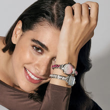 Load image into Gallery viewer, WATCH PARIS 076037/034 STAINLESS STEEL RECTANGLE & PINK FADE GLITTER DIAL