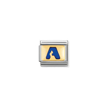 Load image into Gallery viewer, COMPOSABLE CLASSIC LINK 030201/01 BLUE LETTER A IN 18K GOLD & ENAMEL