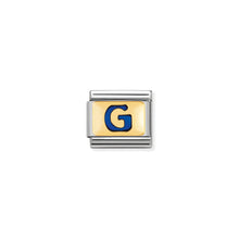Load image into Gallery viewer, COMPOSABLE CLASSIC LINK 030201/07 BLUE LETTER G IN 18K GOLD & ENAMEL