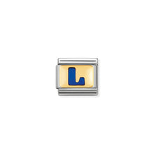 Load image into Gallery viewer, COMPOSABLE CLASSIC LINK 030201/12 BLUE LETTER L IN 18K GOLD & ENAMEL