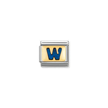 Load image into Gallery viewer, COMPOSABLE CLASSIC LINK 030201/23 BLUE LETTER W IN 18K GOLD & ENAMEL