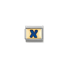Load image into Gallery viewer, COMPOSABLE CLASSIC LINK 030201/24 BLUE LETTER X IN 18K GOLD & ENAMEL
