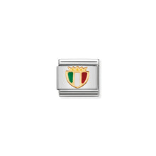 Load image into Gallery viewer, COMPOSABLE CLASSIC LINK 030204/02 ITALY SHIELD IN 18K GOLD & ENAMEL