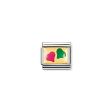 Load image into Gallery viewer, COMPOSABLE CLASSIC LINK 030206/41 PINK AND GREEN HEART IN 18K GOLD & ENAMEL