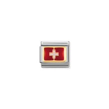 Load image into Gallery viewer, COMPOSABLE CLASSIC LINK 030234/09 SWITZERLAND FLAG IN 18K GOLD AND ENAMEL