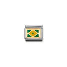 Load image into Gallery viewer, COMPOSABLE CLASSIC LINK 030235/02 BRAZIL FLAG IN 18K GOLD AND ENAMEL