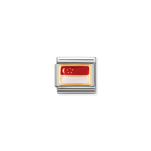 Load image into Gallery viewer, COMPOSABLE CLASSIC LINK 030236/03 SINGAPORE FLAG IN 18K GOLD AND ENAMEL