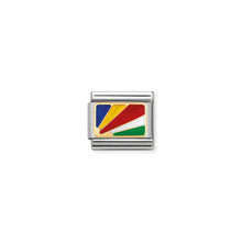 Load image into Gallery viewer, COMPOSABLE CLASSIC LINK 030237/22 SEYCHELLES FLAG IN 18K GOLD AND ENAMEL
