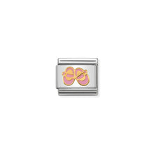 Load image into Gallery viewer, COMPOSABLE CLASSIC LINK 030242/37 PINK BABY SHOES IN 18K GOLD AND ENAMEL