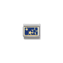 Load image into Gallery viewer, COMPOSABLE CLASSIC LINK 030284/44 STARS ON BLUE PLATE 18K GOLD AND ENAMEL