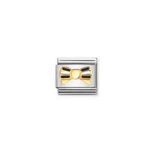 Load image into Gallery viewer, COMPOSABLE CLASSIC LINK 030285/46 BLACK AND WHITE STRIPED BOW IN 18K GOLD AND ENAMEL