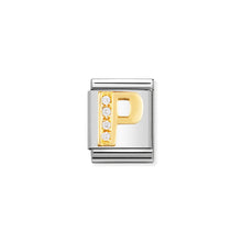 Load image into Gallery viewer, COMPOSABLE <STRONG>BIG LINK</STRONG> 032301/16 LETTER P IN 18K GOLD AND CZ