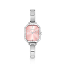 Load image into Gallery viewer, WATCH PARIS 076036/014 STAINLESS STEEL & RECTANGLE SUNRAY PINK DIAL WITH CZ