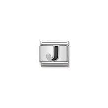 Load image into Gallery viewer, COMPOSABLE CLASSIC LINK 330201/10 BLACK LETTER J IN 925 SILVER