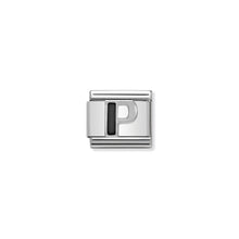 Load image into Gallery viewer, COMPOSABLE CLASSIC LINK 330201/16 BLACK LETTER P IN 925 SILVER