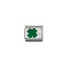 Load image into Gallery viewer, COMPOSABLE CLASSIC LINK 330202/12 GREEN CLOVER IN ENAMEL & 925 SILVER