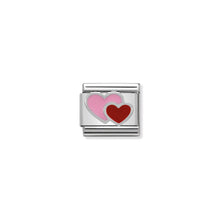 Load image into Gallery viewer, COMPOSABLE CLASSIC LINK 330202/16 PINK AND RED DOUBLE HEART IN ENAMEL & 925 SILVER