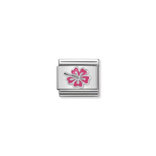 Load image into Gallery viewer, COMPOSABLE CLASSIC LINK 330202/24 PINK HIBISCUS IN ENAMEL & 925 SILVER