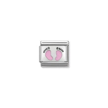 Load image into Gallery viewer, COMPOSABLE CLASSIC LINK 330208/14 PINK FOOTPRINTS IN ENAMEL & 925 SILVER