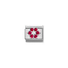 Load image into Gallery viewer, COMPOSABLE CLASSIC LINK 330322/02 RED & WHITE FLOWER CZ IN SILVER