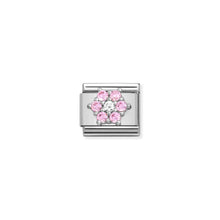 Load image into Gallery viewer, COMPOSABLE CLASSIC LINK 330322/03 PINK & WHITE FLOWER CZ IN SILVER