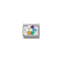 Load image into Gallery viewer, COMPOSABLE CLASSIC LINK 330322/05 RAINBOW CZ FLOWER IN SILVER