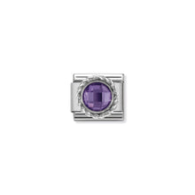 Load image into Gallery viewer, COMPOSABLE CLASSIC LINK 330601/001 ROUND FACETED PURPLE CZ WITH TWIST DETAIL IN 925 SILVER