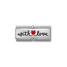 Load image into Gallery viewer, COMPOSABLE CLASSIC DOUBLE LINK 330721/09 HEART WITH LOVE IN SILVER