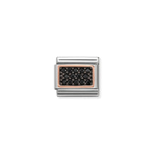 Load image into Gallery viewer, COMPOSABLE CLASSIC LINK 430313/03 RECTANGLE WITH BLACK PAVÉ CZ IN 9K ROSE GOLD