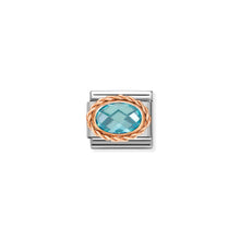 Load image into Gallery viewer, COMPOSABLE CLASSIC LINK 430603/006 OVAL FACETED CZ LIGHT BLUE IN 9K ROSE GOLD