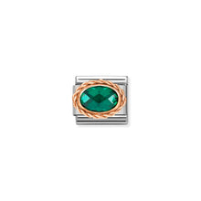 Load image into Gallery viewer, COMPOSABLE CLASSIC LINK 430603/027 OVAL FACETED EMERALD GREEN CZ IN 9K ROSE GOLD
